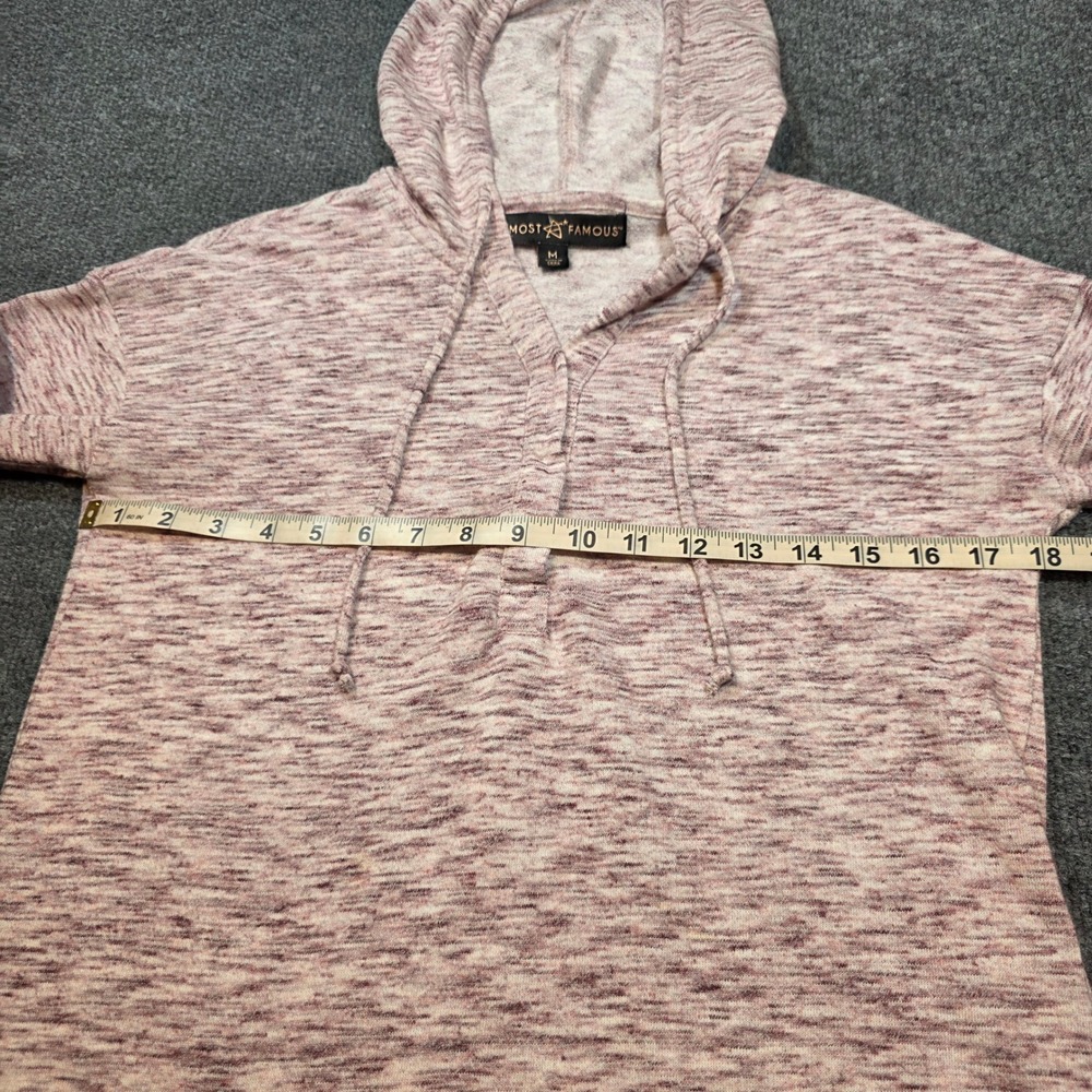 Almost Famous Womens M Space Dye Hoodie Mauve Pink Lightweight Cottagecore Boho - Picture 11 of 14